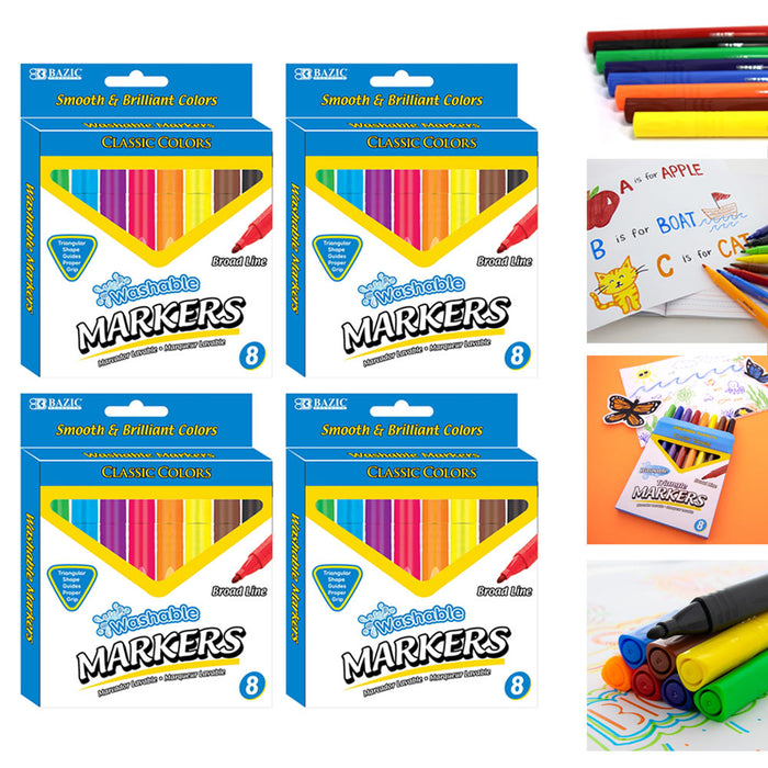 32 PC Jumbo Washable Markers Kids Arts Crafts School Broad Line Marker Colors