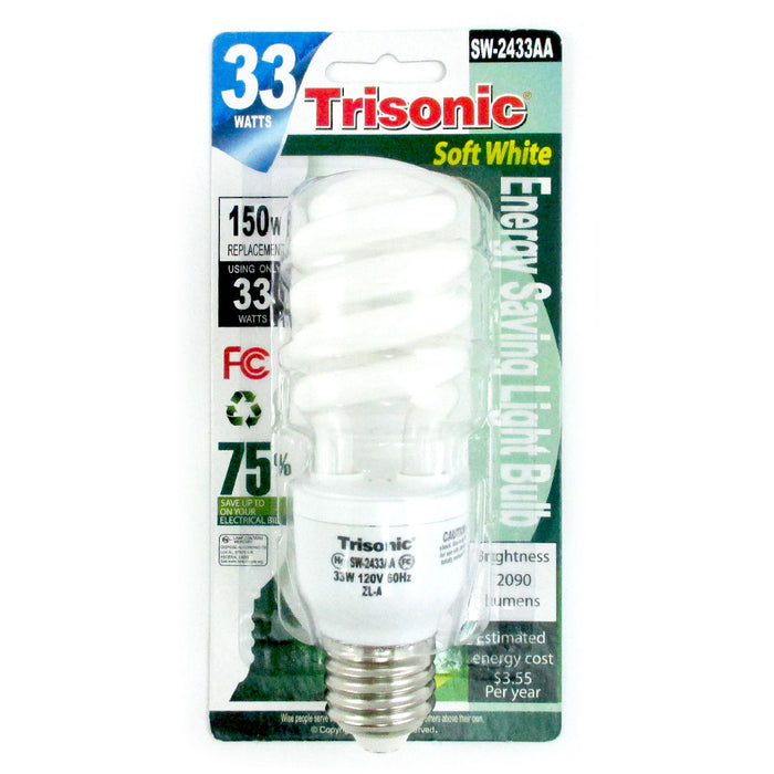 4 Pc 150 W CFL Fluorescent Light Bulbs Compact 33 Watts Soft White Energy New