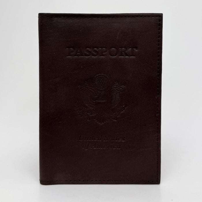Brown Usa Leather Passport Holder Deboss Us Emblem Cover Case Wallet Card Travel