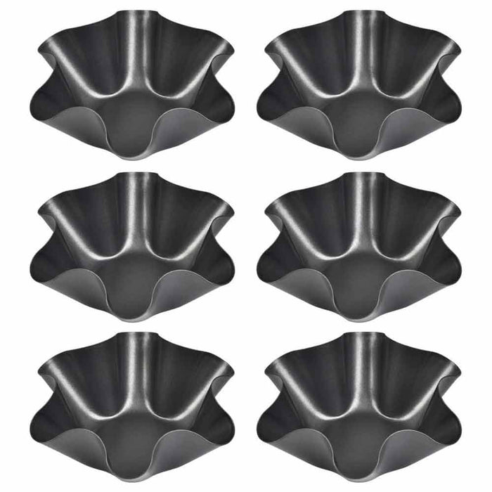 6 PC Tortilla Pan Set Non-Stick Carbon Steel Taco Salad Bowl Makers Shell Pans