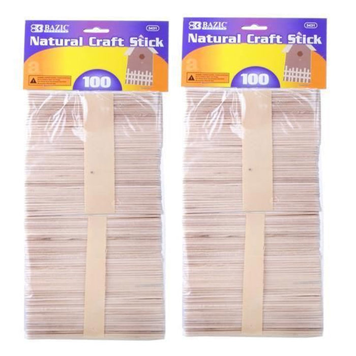200 Pcs Natural Wood Popsicle Sticks Wooden Craft Wax Sticks 4-1/2 x 3/8 New !