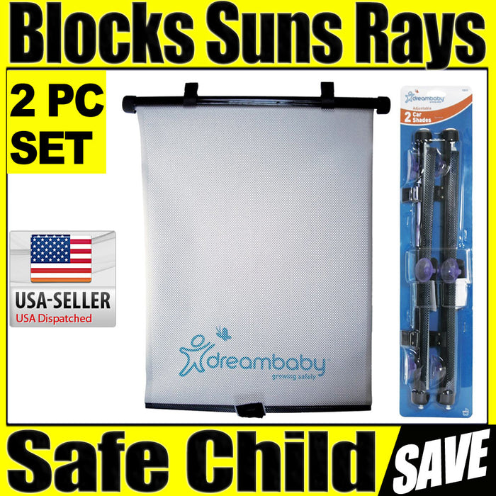 2 Dreambaby Baby Black Adjustable Car Auto Screen Sun Window Shade Sunshade New