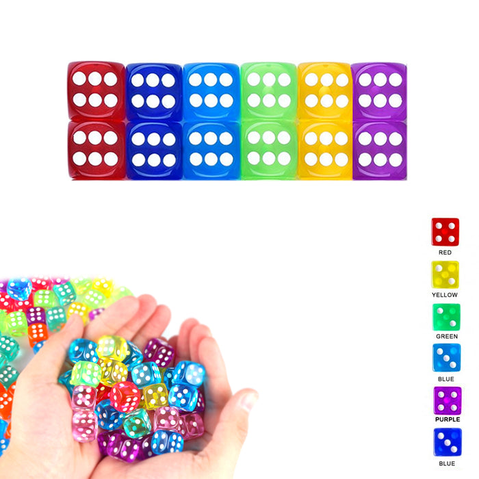 12PC Set Dice Six Sided Multi-color White Pips Playing Games Party Teaching Math