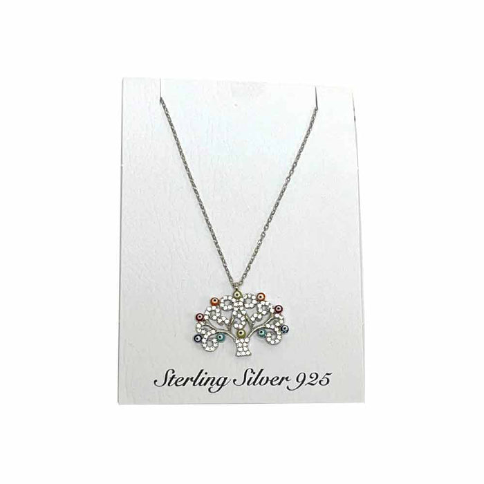 Tree of Life Necklace Gift Womens Mom Sterling Silver Lucky Evil Eye Jewelry 24