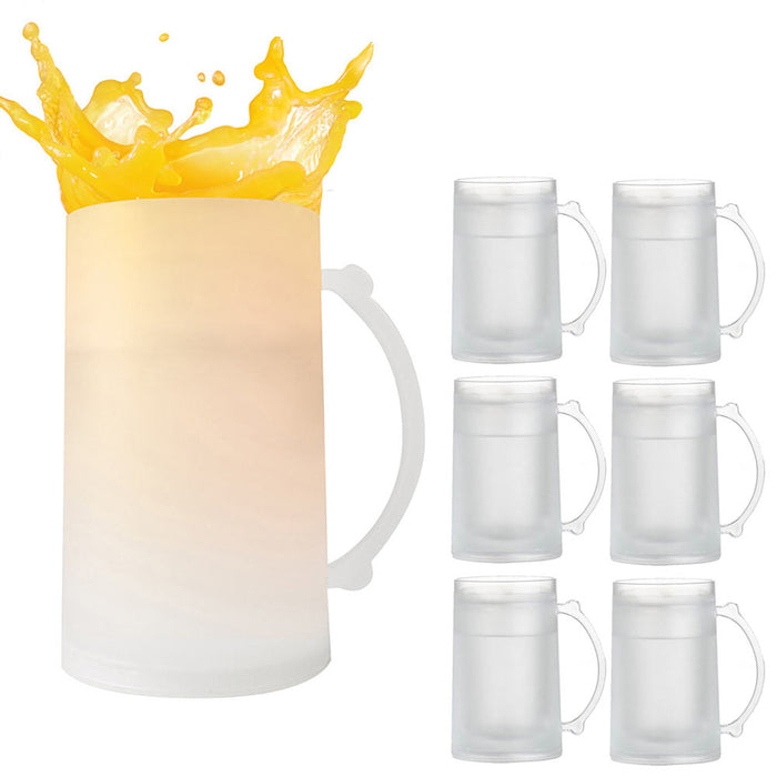 6 Pack Frosty Freezer Mug 14 Oz Ice Beverage Cooling Beer Plastic Drink Cup Cold