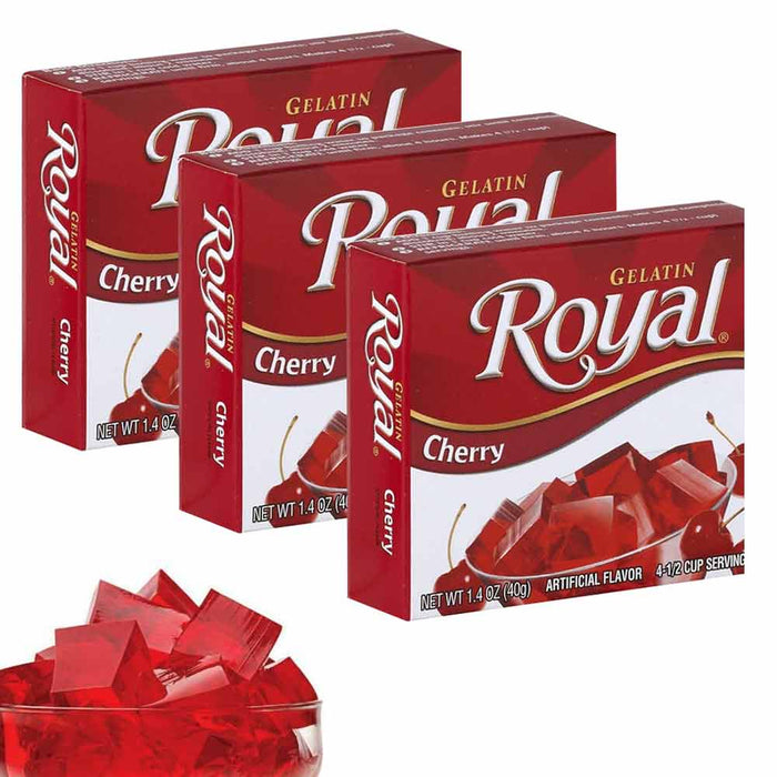 3 Pack Royal Gelatin Dessert Cherry Flavor Kids Snacks Party Jelly Shots 4.2oz