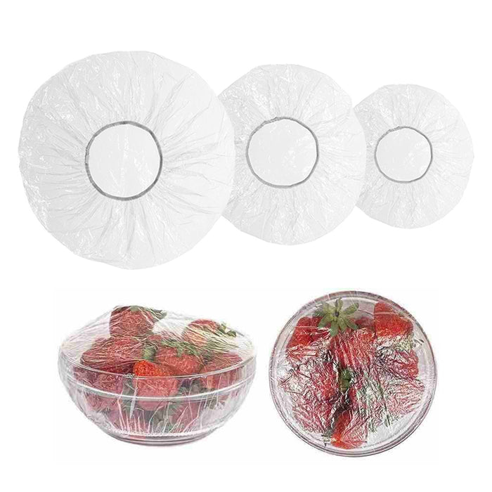 60 Piece Clear Elastic Wrap Bowl Covers Food Storage Caps Dish Plate Stretch Lid