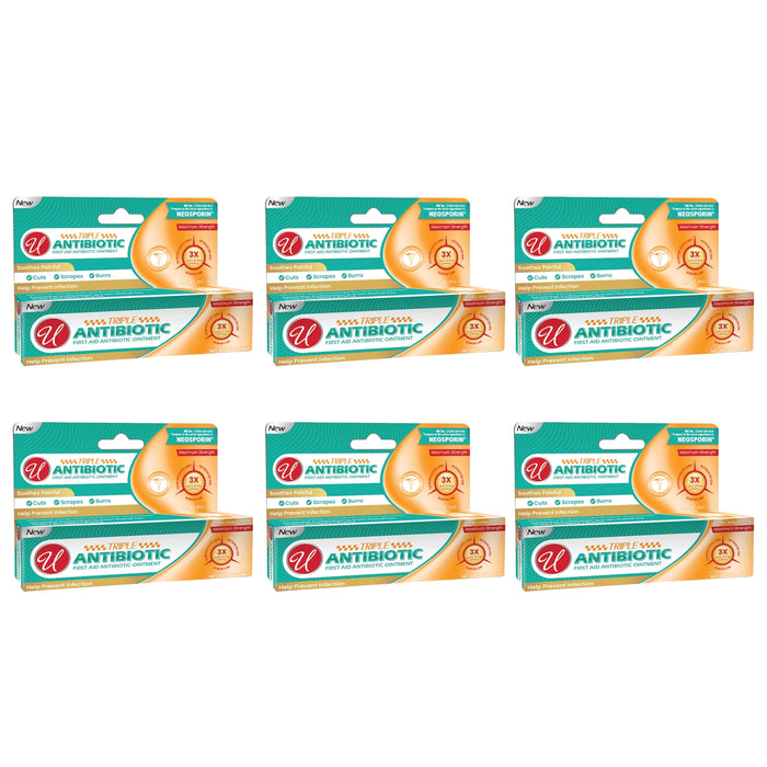 6 Pack Triple Antibiotic Cream Bacitracin Ointment First Aid 0.5oz 14g Cuts Burn
