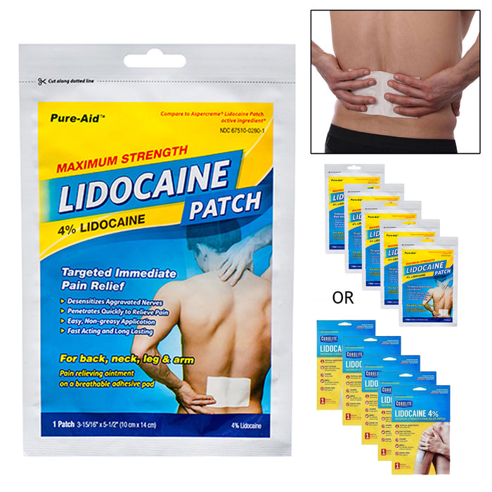 5pc Lidocaine 4% Pain Relief Patch Medicated Pad Patches Maximum Strength Muscle