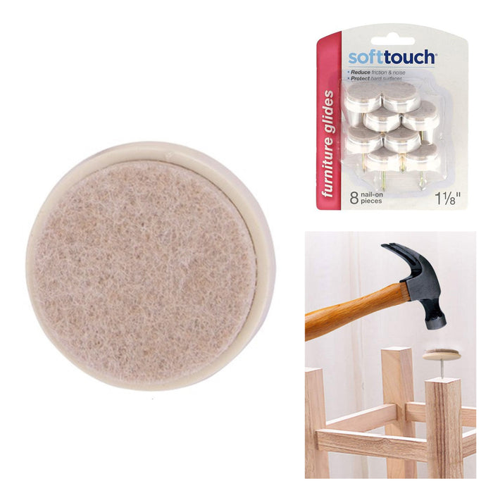 8 Pc Screw Nail Felt Pads Furniture Table Chair Leg Floor Glides Skid Protector