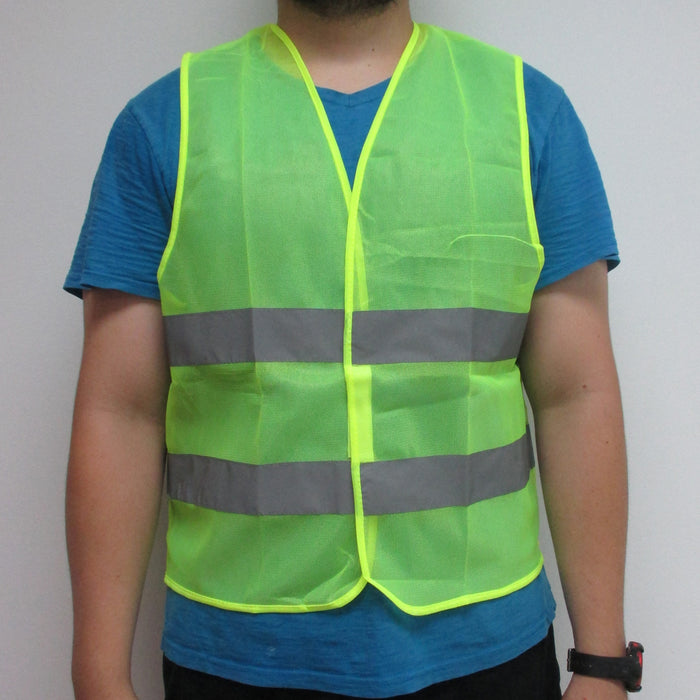 4 Pc Neon Security Safety Vest High Visibility Reflective Stripes Orange Yellow