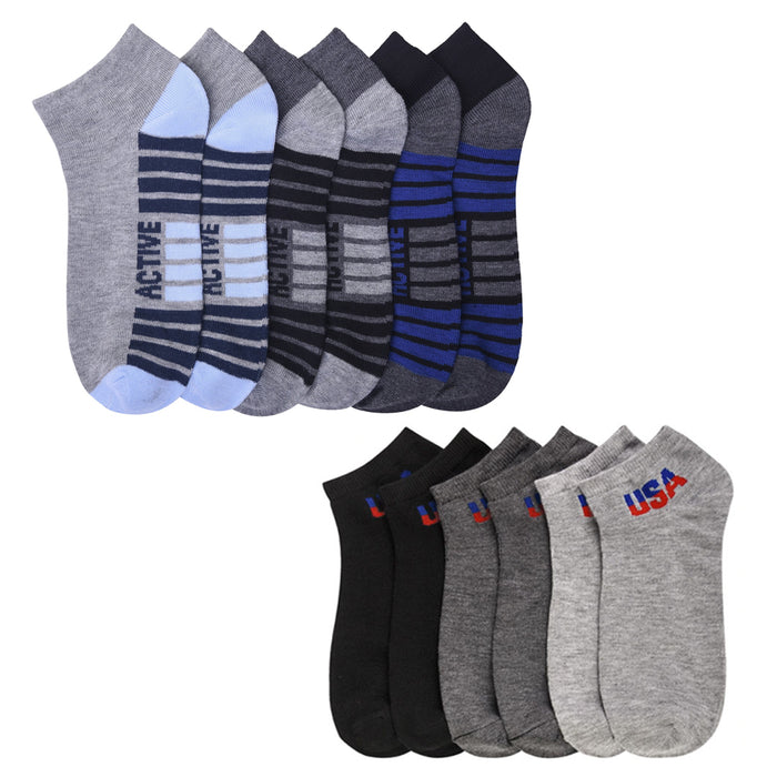 12 Pairs Mens Ankle Crew Socks Low Cut Quarter Sports Dozen Unisex Size 10-13