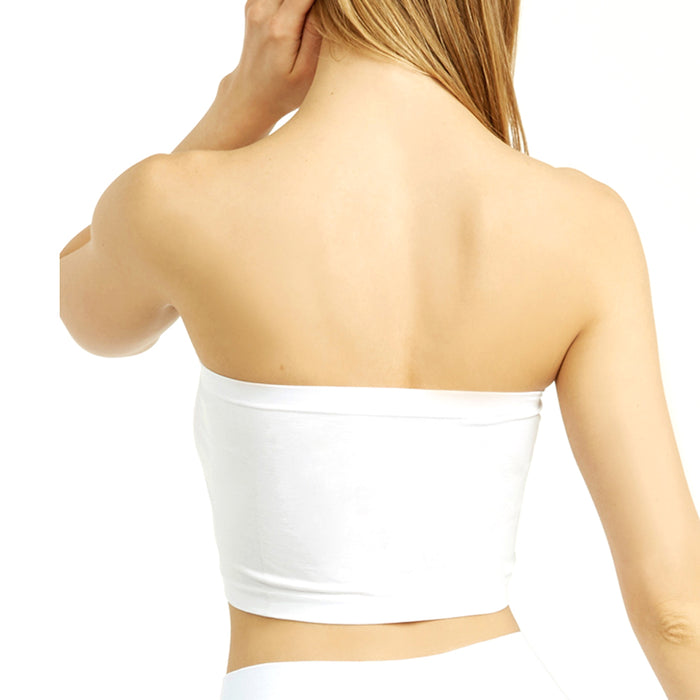 2 Seamless Tube Tank Top Bandeau Spandex Plain Cropped Bra Strapless Yoga White