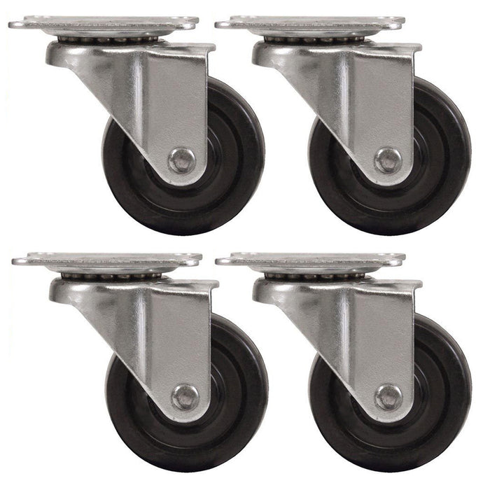 4 Swivel Caster Wheels 4" Top Plate Heavy Duty Non Skid No Mark Ball Bearing Set