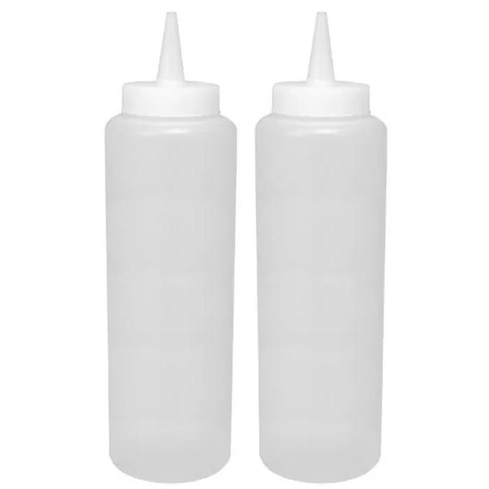 2 Pk Plastic Squeeze Clear Bottle 15oz Condiment Ketchup Mayo Mustard Hot Sauce
