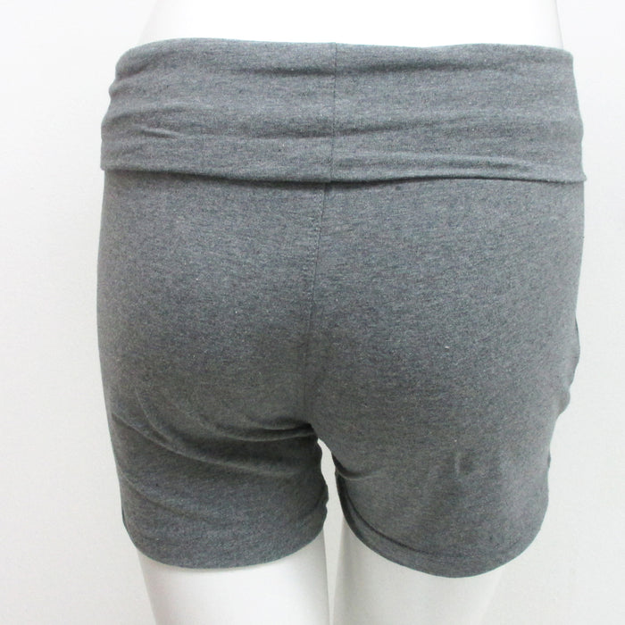 2 Women Grey Yoga Shorts Fold Over Waist Cotton Spandex Activewear Gym Fit Small