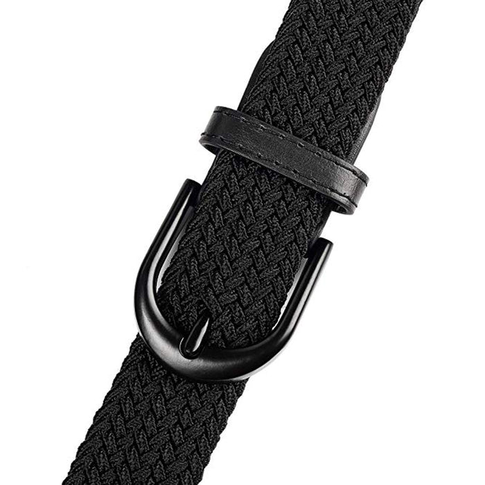Mens Elastic Stretch Belt Leather Buckle Casual Formal Dress Golf Belt Braided