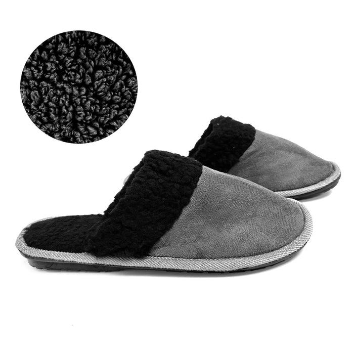 Men's Slippers Faux Sherpa Lining Memory Foam House Shoes Anti-Skid Size 11-12