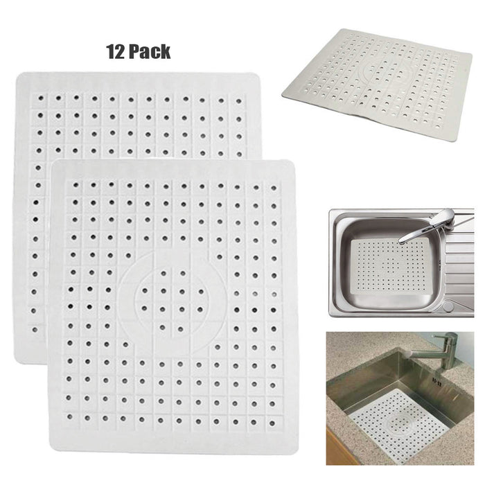 12 PC Sink Protector Dish Mat Protect Stains Damage Scratches Sink Grid Kitchen