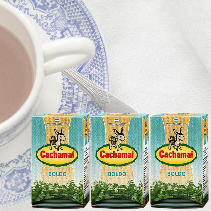 3 Pk Cachamai Boldo Natural Herbal Tea Digestive Liver Aid Hot Cold Tea 60 bags