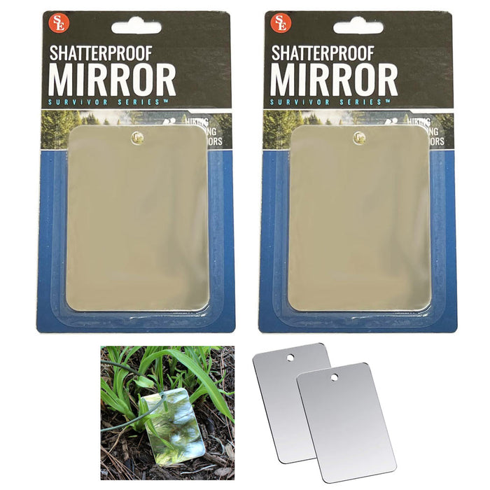 2 Pack Signal Mirror Lightweight Emergency Shatterproof Survival Camping Hiking