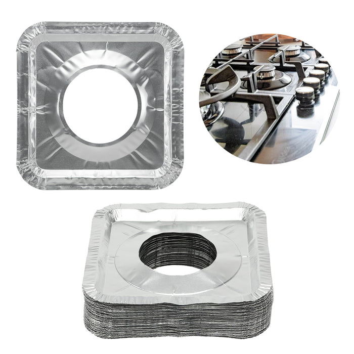 10 Aluminum Foil Square Stove Burner Covers Liners 8.46" Bibs Drip Grease Clean