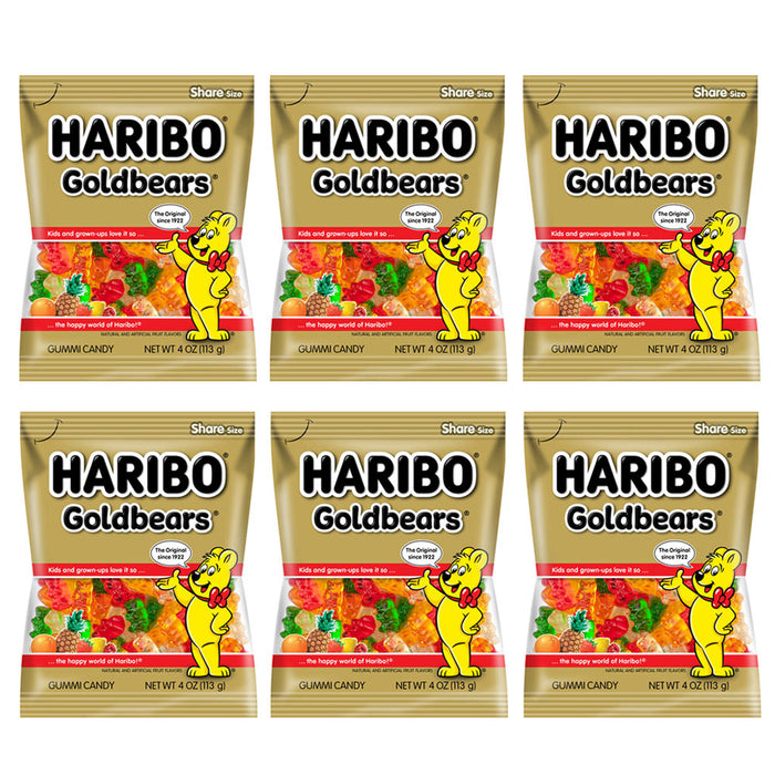6 Bags Lot Haribo Gummy Bears Goldbears Chewy Candy Gummi Fruit Snack 1.5 Pounds