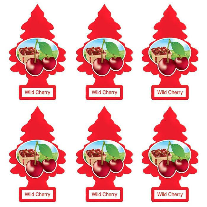 6 LITTLE TREES Car Air Freshener Hanging Paper Tree for Home or Car Wild Cherry