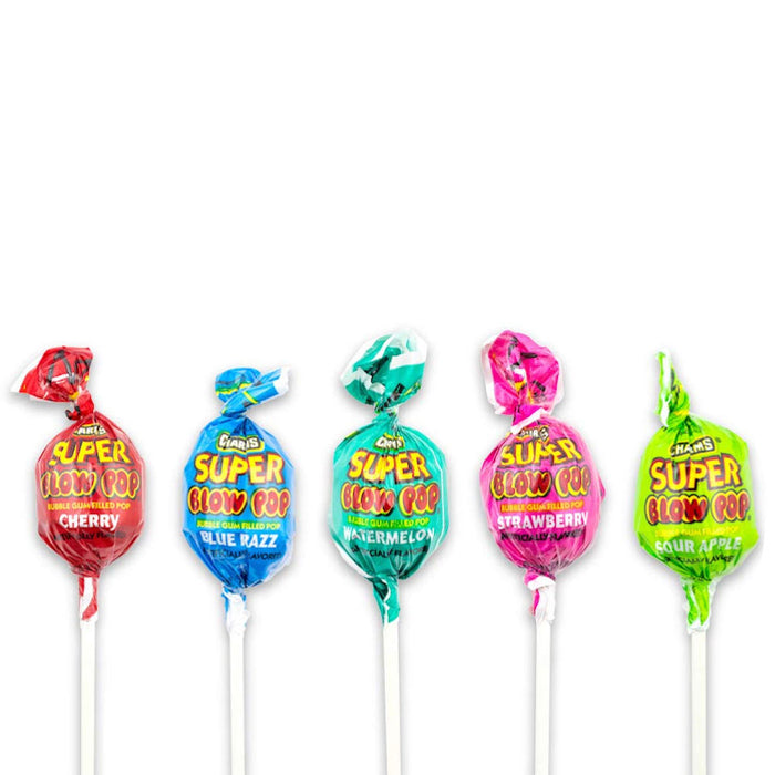 20 Pc Candy Super Blow Pops Treat Lollipops Colorful Sour Sucker Stick Lollypops