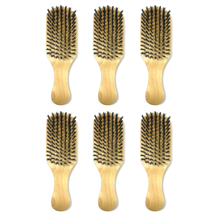 6 Pack Hair Brush Wooden Boar Bristle Beard Mustache Comb Mens Grooming Kit Gift