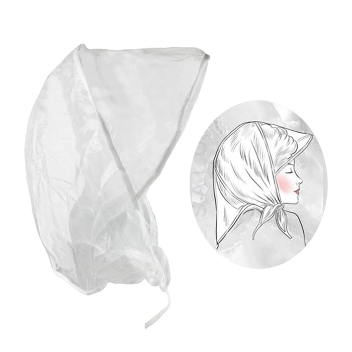 2 Visor Peak Rain Bonnet Reclosable Pouch Clear Plastic Cap Hair Hat Waterproof