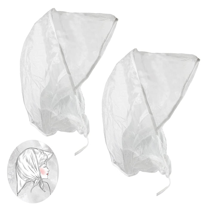 2 Waterproof Rain Bonnet Hat Full Cut Visor Clear Men Women Full Hairstyle Cover