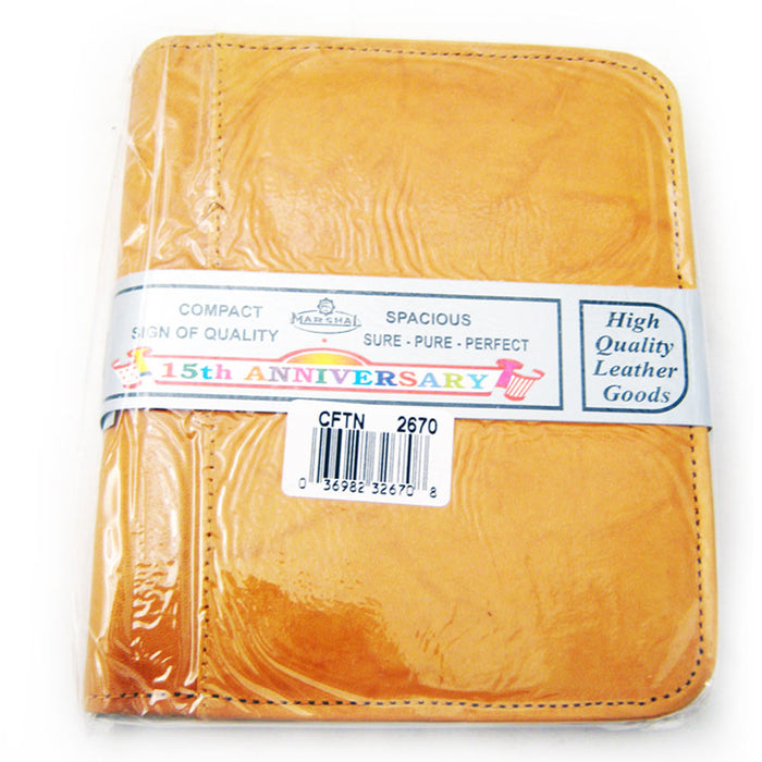 Genuine Leather Business Card Holder 40 Cards Organizer Book ID's Wallet Tan !