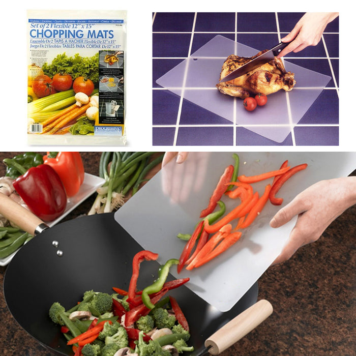 4 Flexible Chopping Mats Kitchen Fruit Vegetable Plastic Cutting Board Camp New