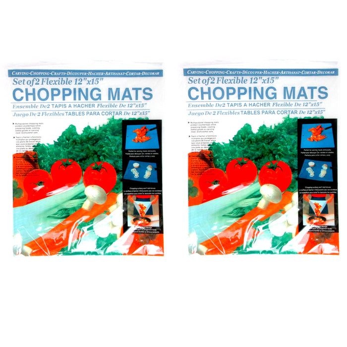 4 Flexible Chopping Mats Kitchen Fruit Vegetable Plastic Cutting Board Camp New