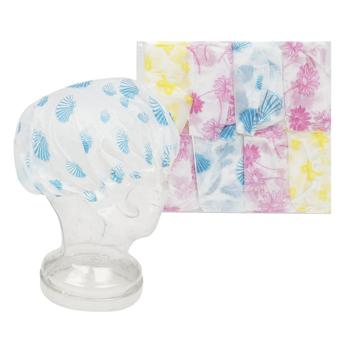 6 Pack Shower Cap Womens Bath Hat Waterproof Elastic Band Protects Hair Home New