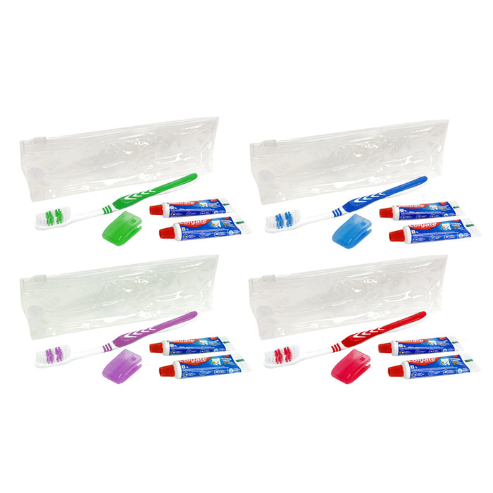 12 Pack Travel Kit Toothbrush w/ Cap Toothpaste TSA Friendly Resealable Portable