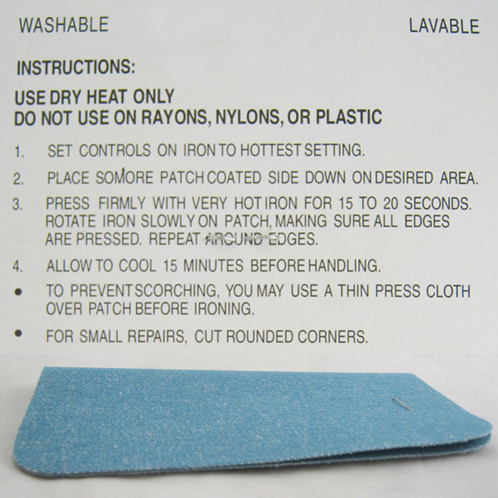 2 New Blue Somore Iron On Denim Patches Jean Fabric Repair Iron On Applique