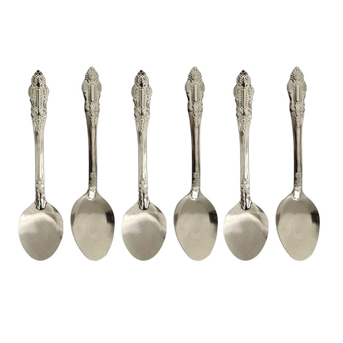 6 Pc Stainless Steel Dinner Spoons Tablespoons Flatware Silverware Soup Utensils
