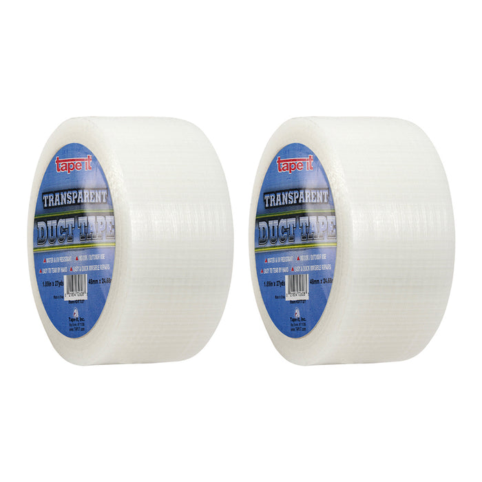 2 Rolls Transparent Duct Tape 1.89" x 27 Yard Weather Resistant Patching Sealing