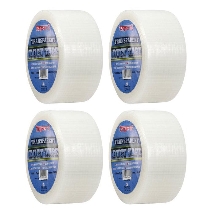 4 Rolls Transparent Duct Tape 1.89" x 27 Yard Weather Resistant Patching Sealing