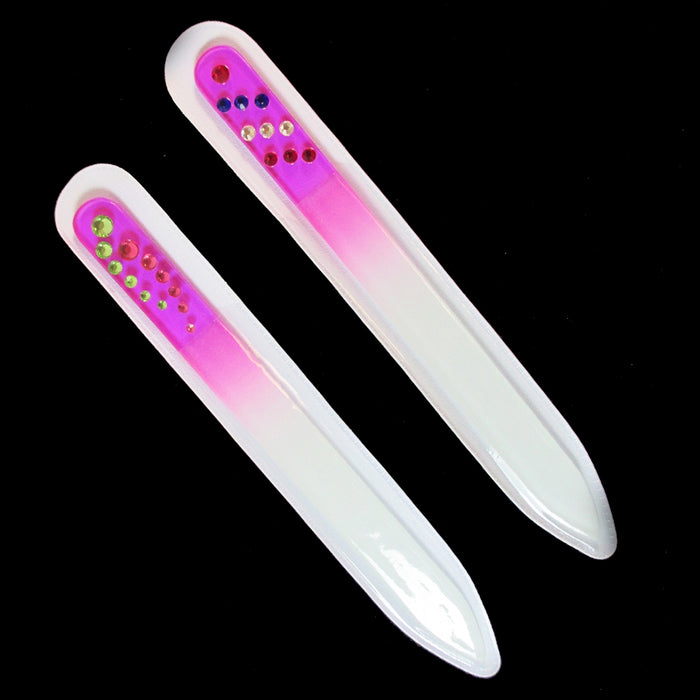 4PC Crystal Glass Nail Files w/ Case Manicure Nail Care Pedicure Fingernail File