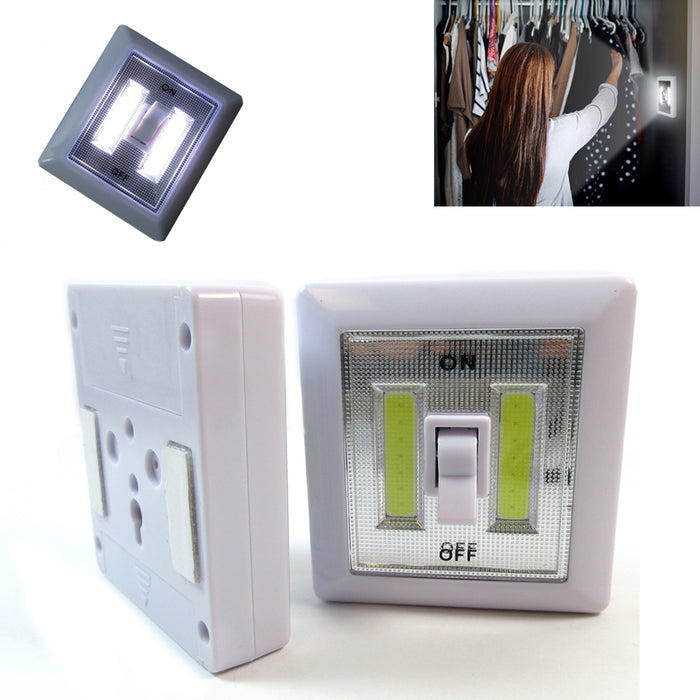 1 COB LED Light Wall Switch Mini Night Super Bright Wireless MultiUse Self Stick
