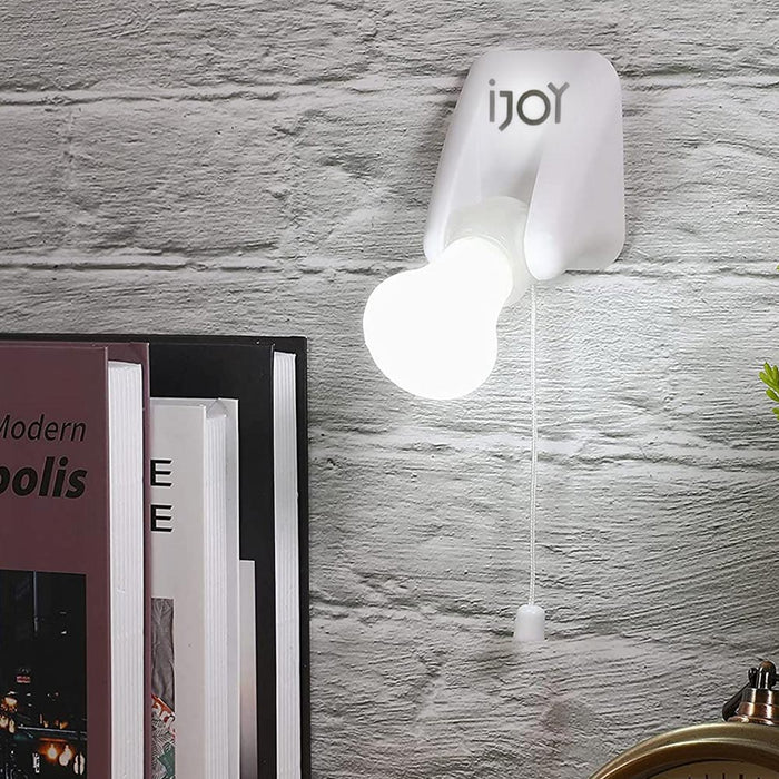 4 Light Bulbs Self Adhesive Wall Mount Pull Chain Battery Operated Cabinet Lamp
