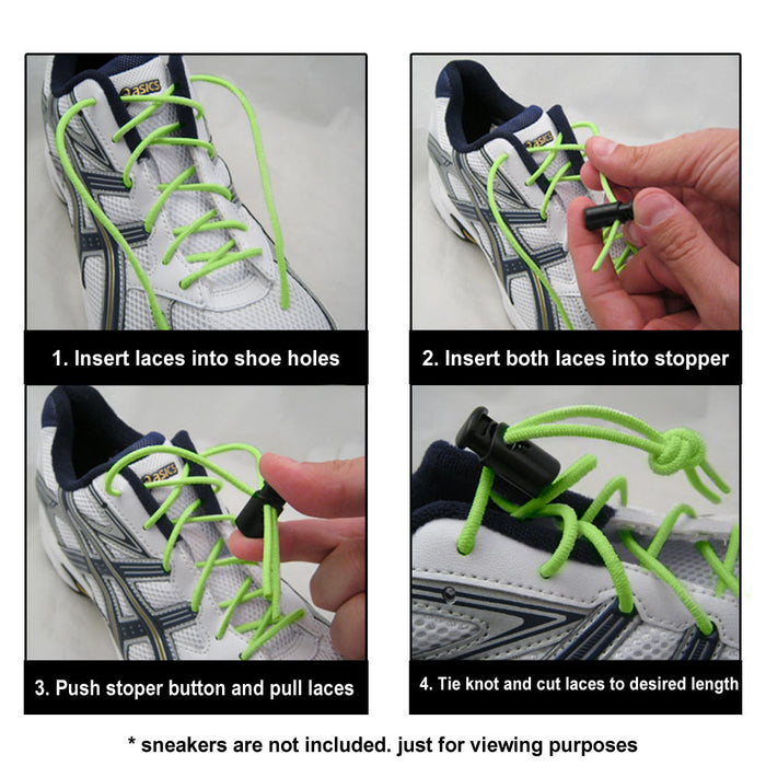 6 pack Sport Shoe Laces Tieless No Tie Shoe Laces Kids Adults Sneakers Cord Stop