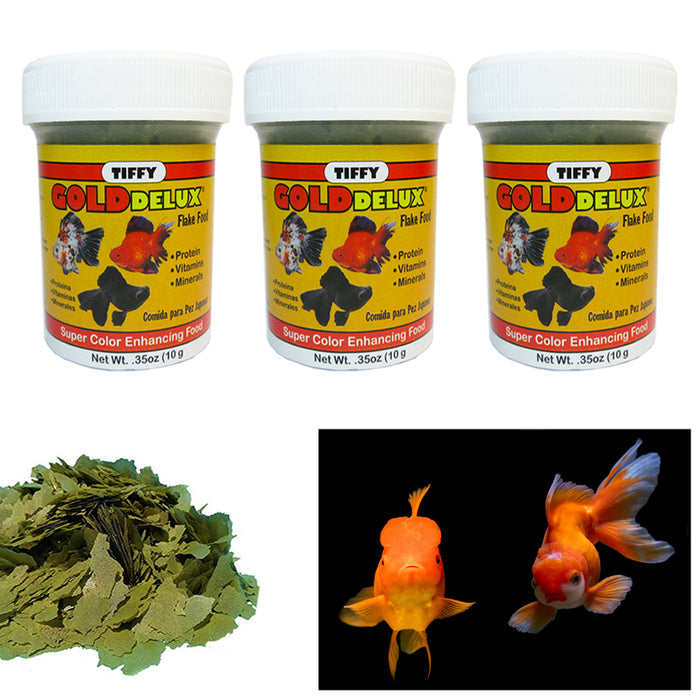 3pk Gold Fish Flakes 0.35oz Balanced Diet Natural Color Enhancers Growth Health