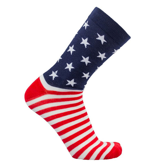Men's Patriotic American Flag Stars Stripes Red White Blue Crew Dress Socks Gift