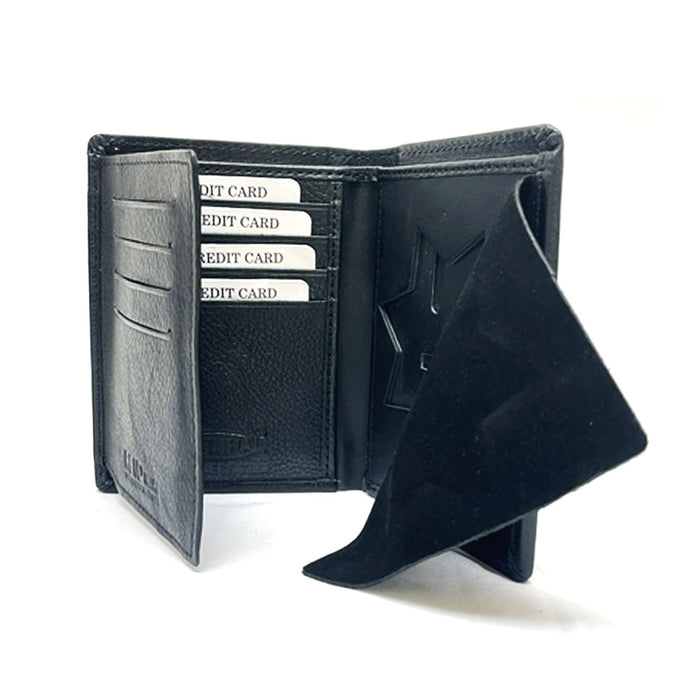 Leather Wallet Police Star Shield Id Badge Holder Sherrif Officer Police Black !