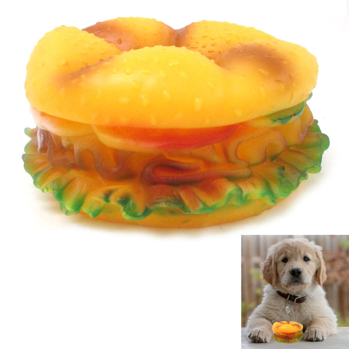 2 Pack Hamburger Squeaky Dog Toy Fun Rubber Chew Sound Squeeze Pet Puppy Gift