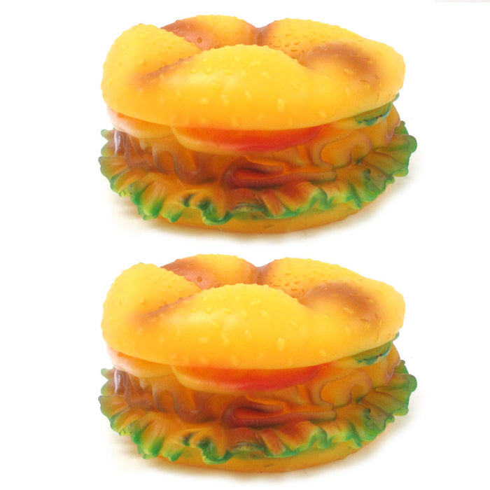 2 Pack Hamburger Squeaky Dog Toy Fun Rubber Chew Sound Squeeze Pet Puppy Gift
